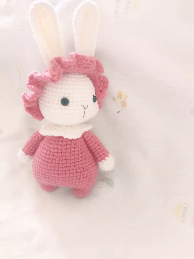 DIY甜美创意编织玩偶奶球兔成品钩织糖糖兔超萌包挂件钥匙扣挂饰