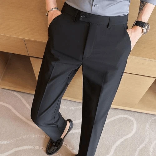 裤子男款商务职业修身正装西裤男直筒小脚垂感纯色百搭爆款感西装