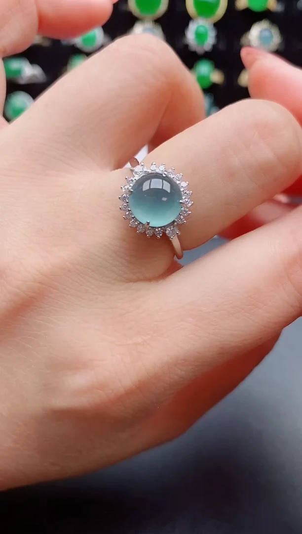 【闪购商品】翡翠戒指银S925镶嵌5085