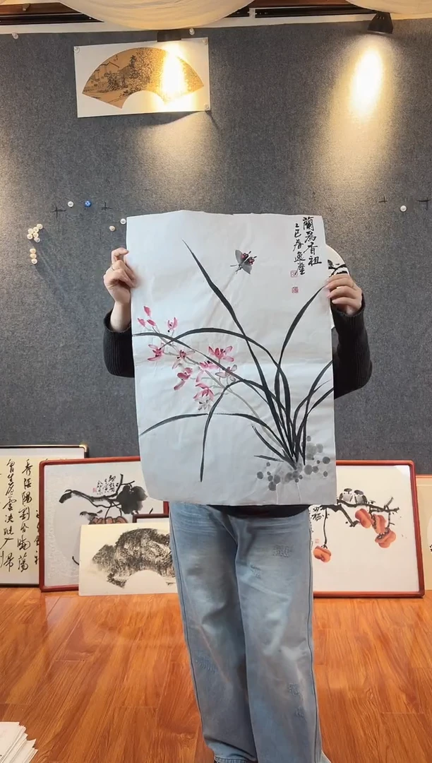 国画高勇利四尺三开花鸟