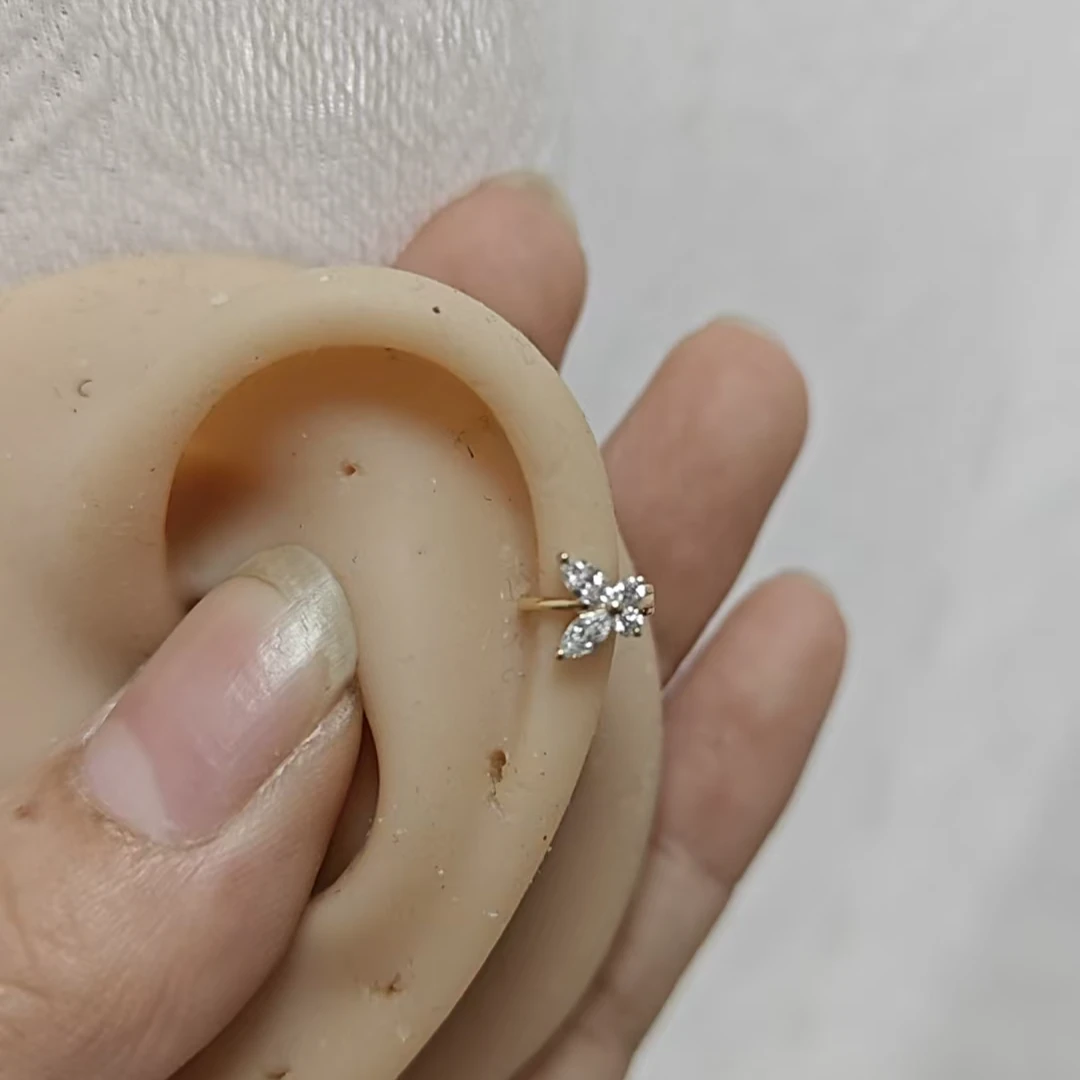 18k金钻石精致单只镶嵌素款耳扣手工百搭耳圈