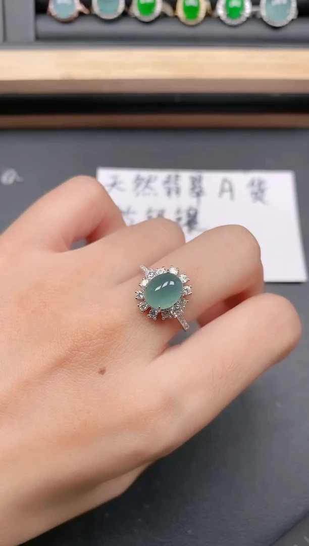 翡翠戒指银S925镶嵌111