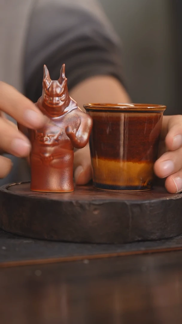 【闪购商品】杯6柴房陶瓷丨焦糖色可乐小杯送龙将军