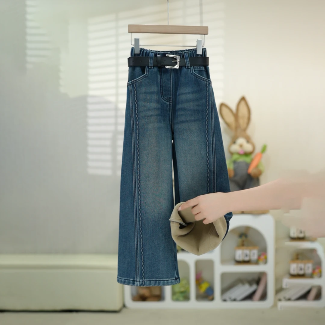 【有弹性，高品质】女童加绒牛仔裤秋冬加绒加厚中大童