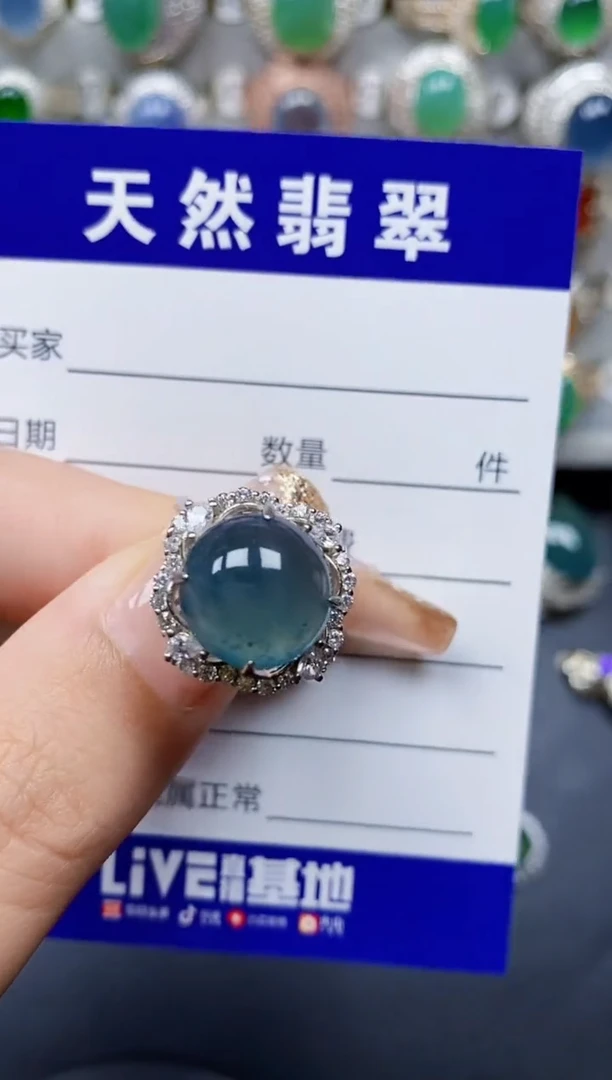 翡翠戒指银S925镶嵌20