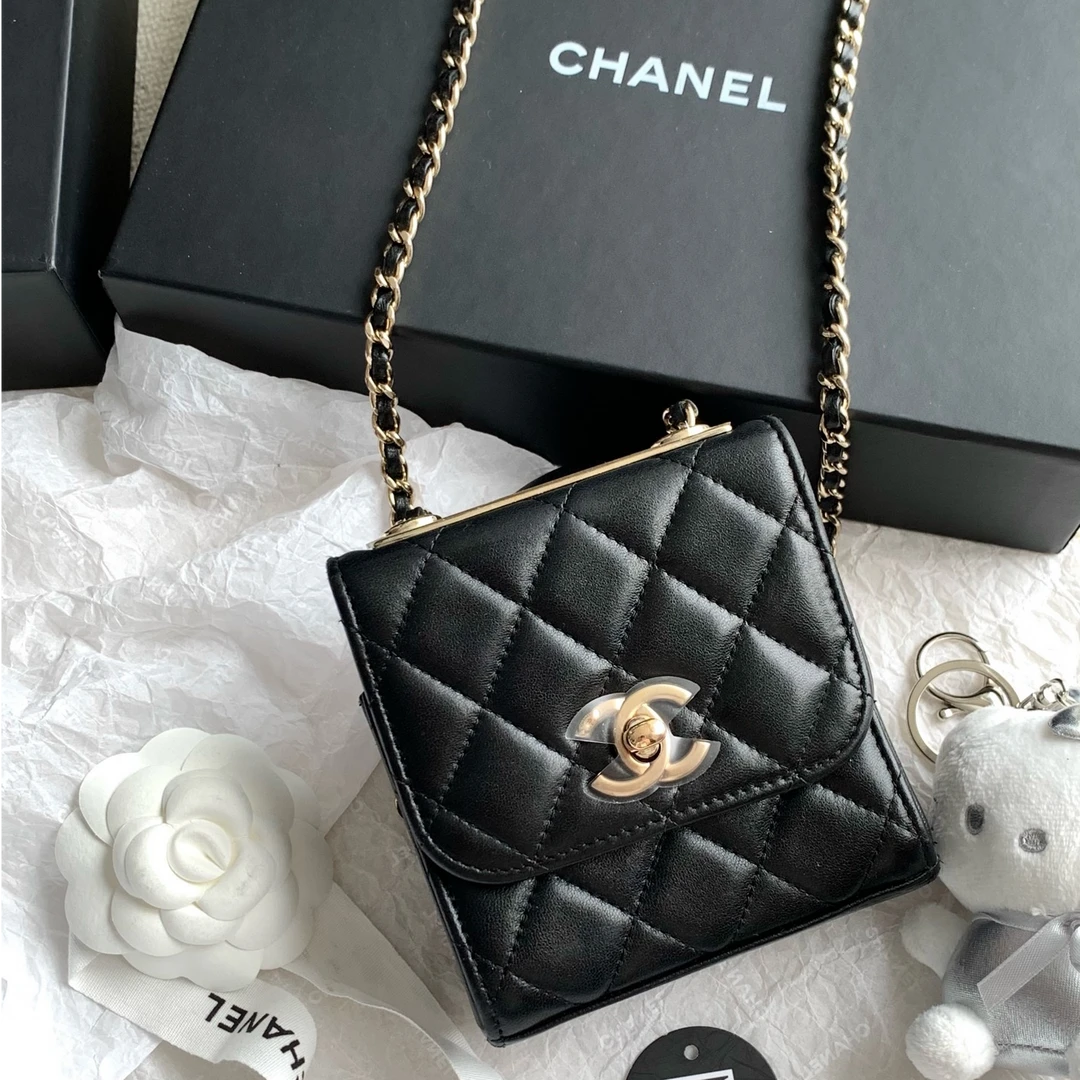 95新 Chanel/香奈儿 黑金mini trendy cc小废包 11cm 18100316