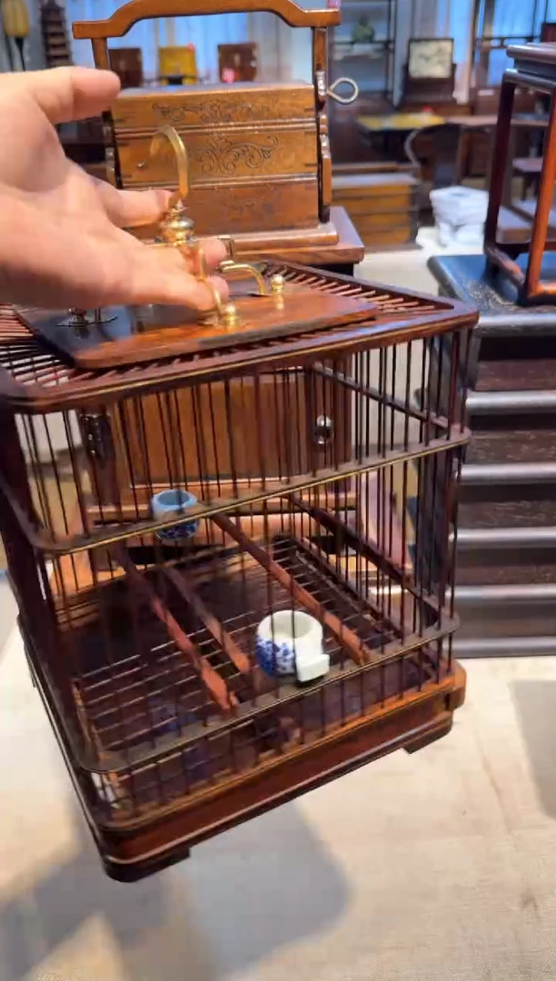 木大红酸枝 鸟笼 摆件
