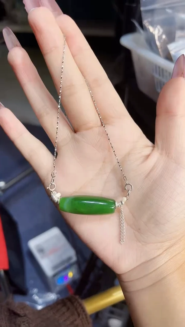 项链银S925镶嵌和田玉多样性发其一孤品默认微瑕