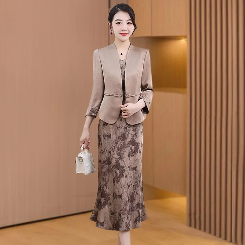 【拉夏】品牌小香风时尚套装连衣裙2025秋新款大方得体重要场合裙子