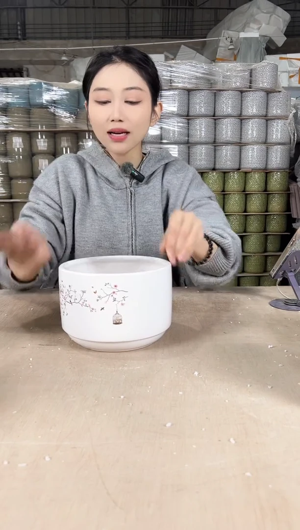 【闪购商品】陶瓷蝴蝶兰鸟笼白色小号18x12