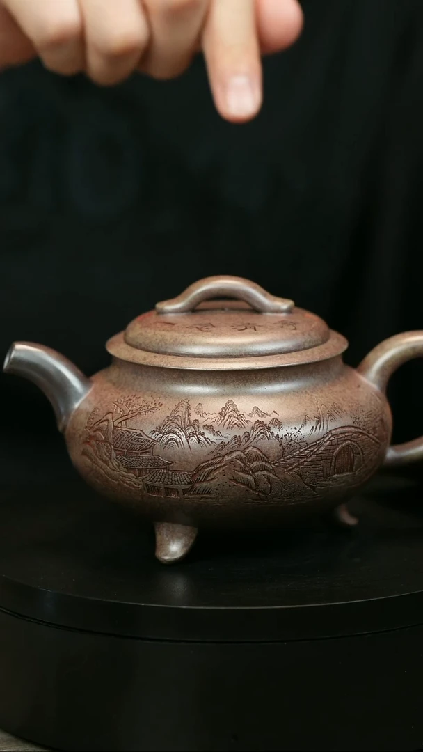 茶壶紫砂˃*˂H2244李小琴段泥三足圆炉