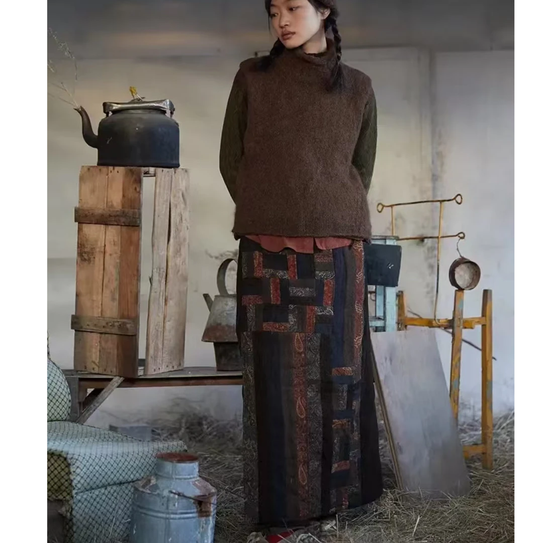 左岸迷香 时尚保暖 拼裰 半裙Z23FW2013