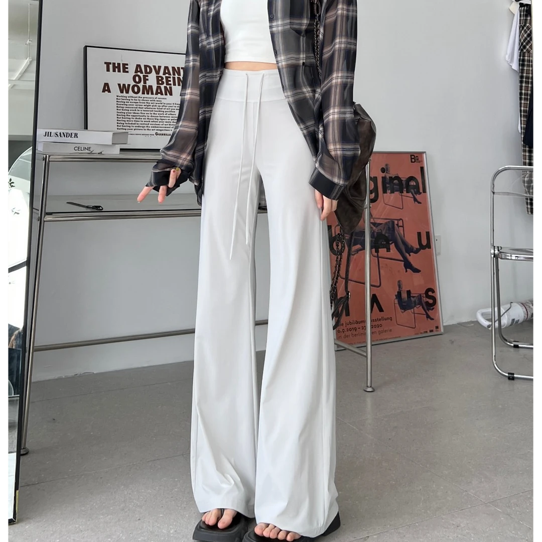 fuccykee冰丝微喇防晒裤【UPF50+】女夏季新款抽绳休闲裤气质修身裤