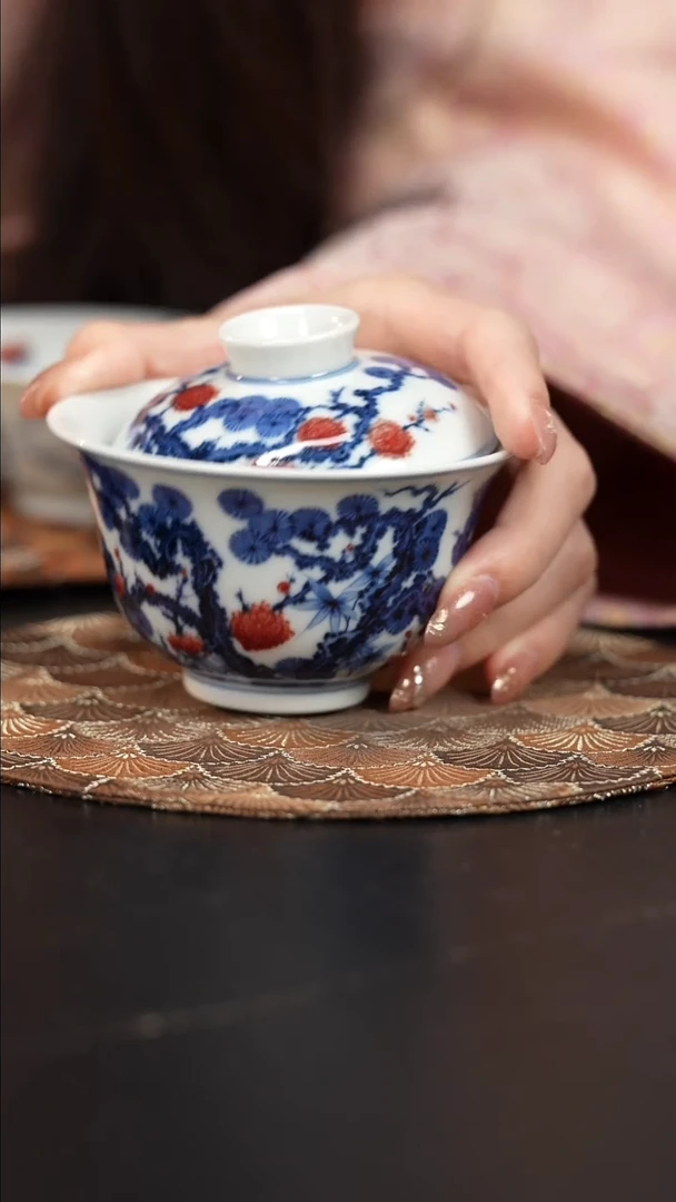 【闪购商品】杯屹朴堂釉里红松竹梅