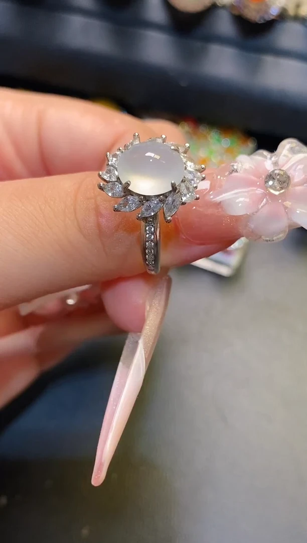 银S925镶嵌翡翠耳饰天然