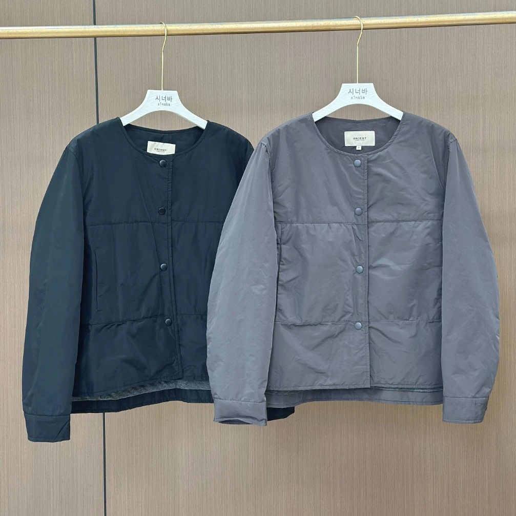 【xineba新】韩国薄款圆领短款棉服2024新款女士时尚洋气舒适百搭