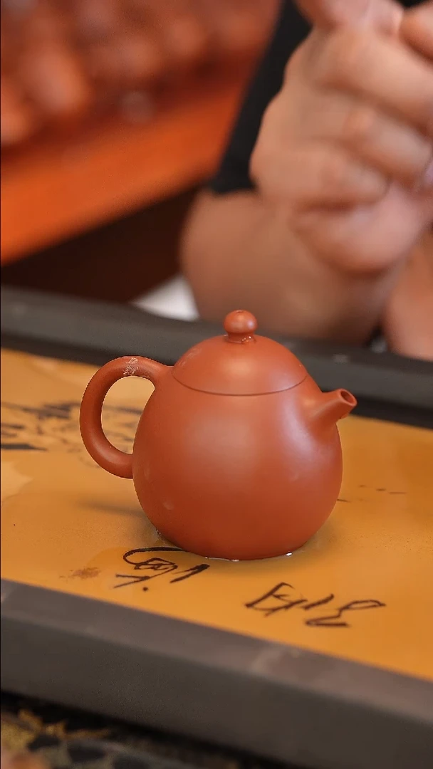 茶壶紫砂老*原矿手工制作200cc 朱泥 半手工