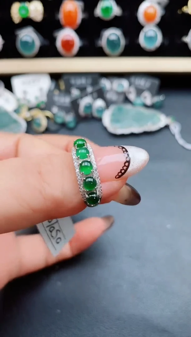 翡翠戒指银S925镶嵌508505