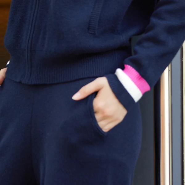 十二篮春春秋新款百搭蜂窝针织绵羊毛套装休闲直筒裤7C64506200