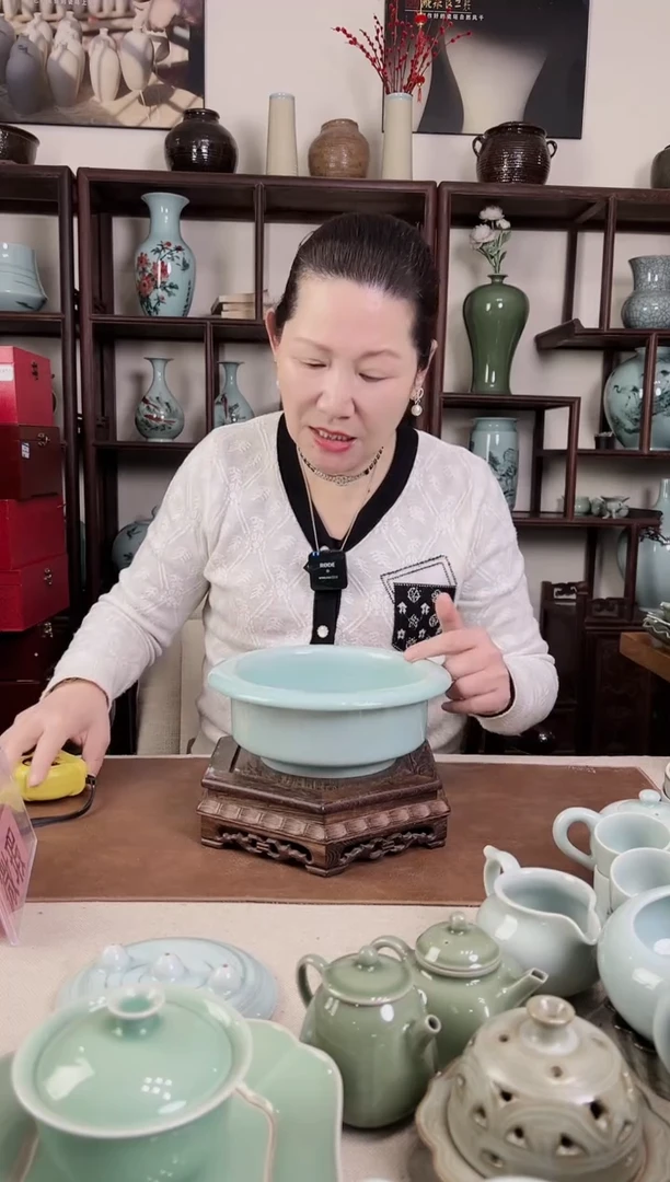 【闪购商品】杯纯手工 粉青 折沿洗B