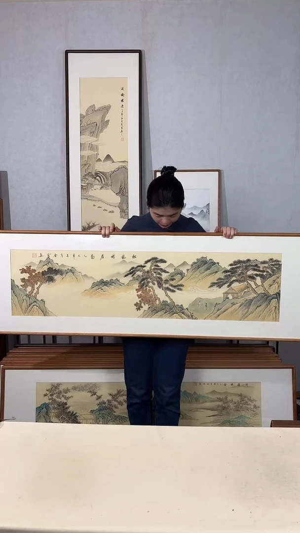 国画手绘*松风雅居图52*172cm带框发货