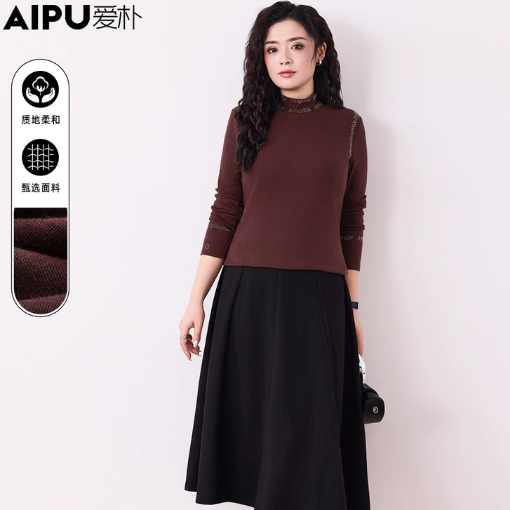 18069爱朴品牌大码女装春季新款洋气时尚显瘦遮肉百搭气质针织衫