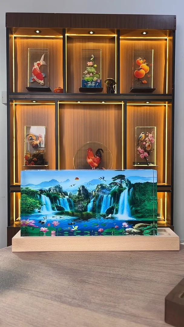 人造水晶磕碰瑕疵品外画流水生财30/15/5+底座