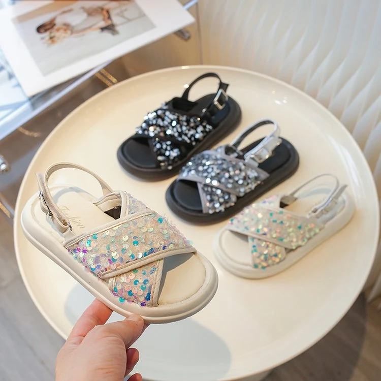 1628 亮片两穿夏天布灵公主凉鞋 【加大1.5+2拍   脚胖脚背高不拍】
