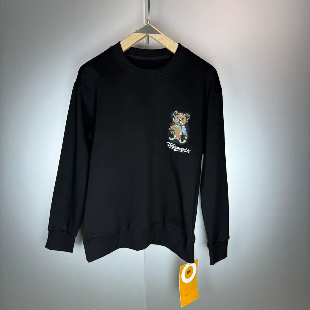 秋冬男士圆领长袖加绒印花宽松百搭潮流休闲卫衣内搭