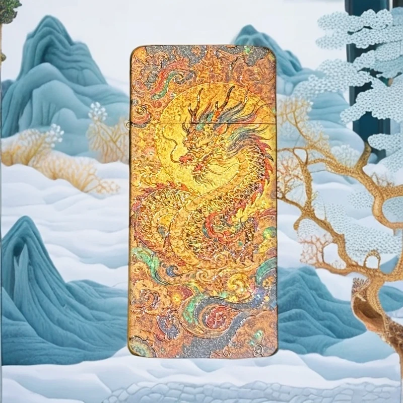 埃菲尔E03黄铜龙凤呈祥浮雕防风煤油打火机 607 (不带油)