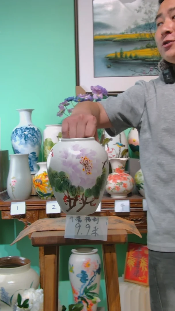 摆件景德镇源头工厂手工无孔水培花瓶