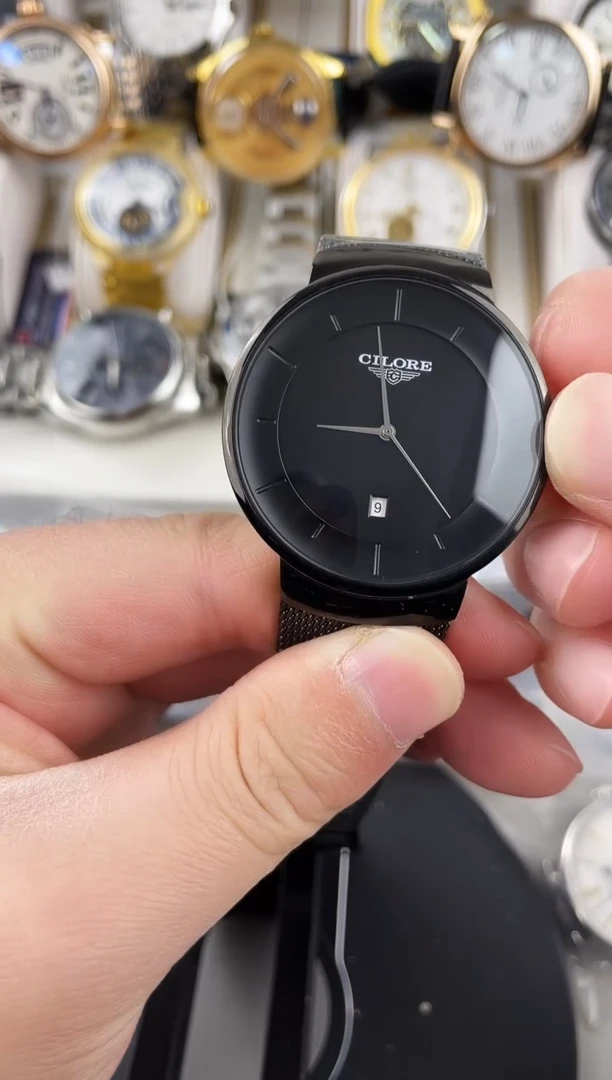 石英机芯锻造碳钢米兰带黑盘西罗