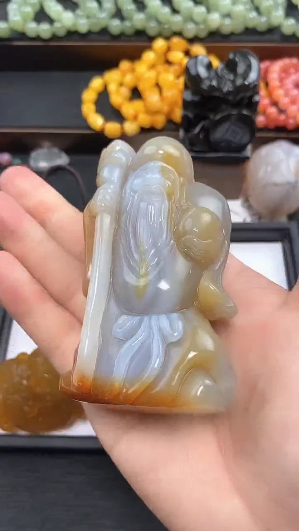 【闪购商品】玛瑙/玉髓寿星未镶嵌摆件