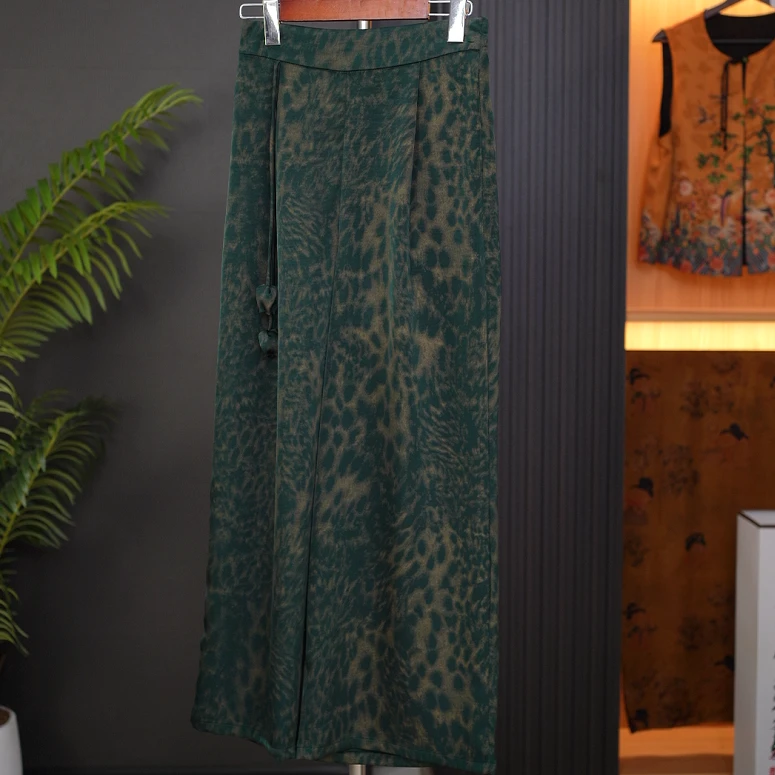 【豹纹花苞吊坠裤】新中式中国风鎏金工艺直筒裤长裤显瘦气质款