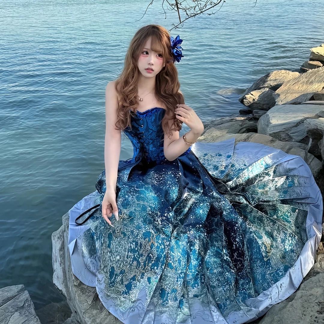 2025新中式抹胸长裙宴会吊带重工礼服绑带款夏季日常可穿