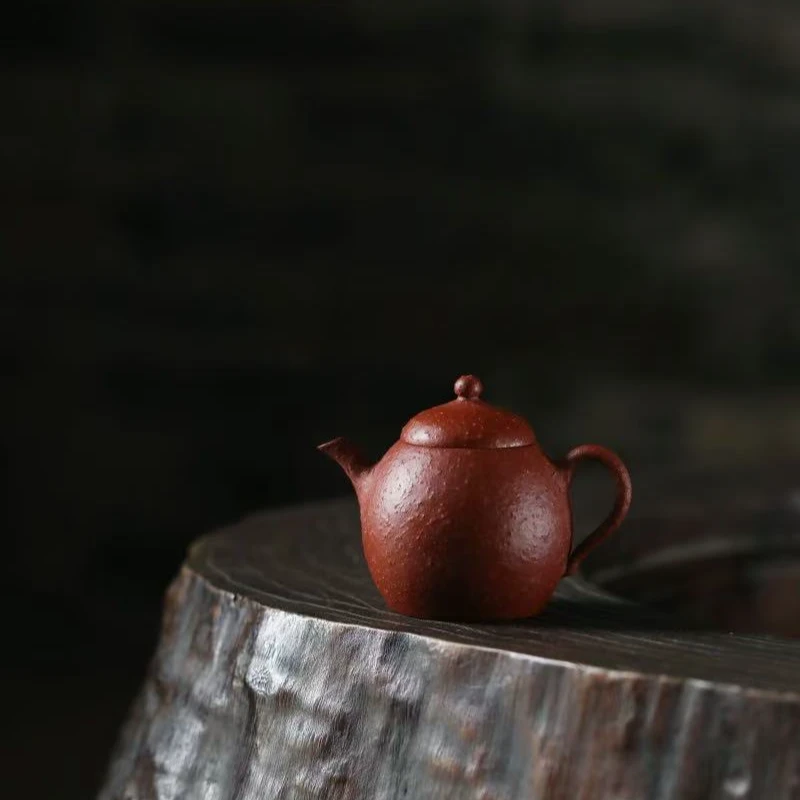 【利贞l大朴系列-梨二式】九瀚制原矿大红袍黑骨烧 约100cc 紫砂壶