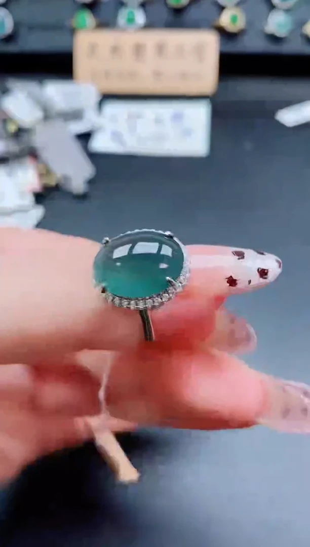 银S925镶嵌戒指翡翠1