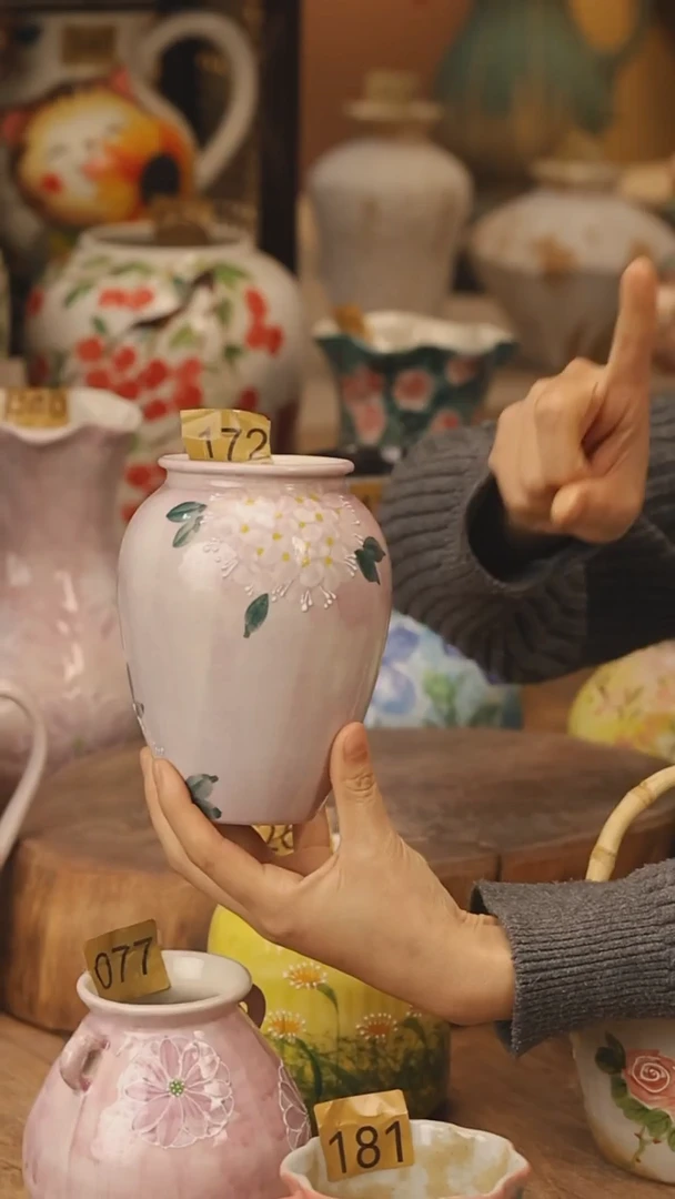 陶瓷景德镇设计师手作花器摆件侘寂风@M172@