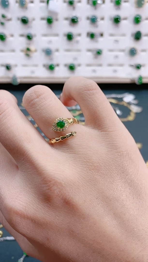 【闪购商品】翡翠戒指银S925镶嵌天然翡翠