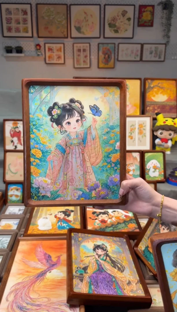 国画蝴蝶女孩 手绘国画10