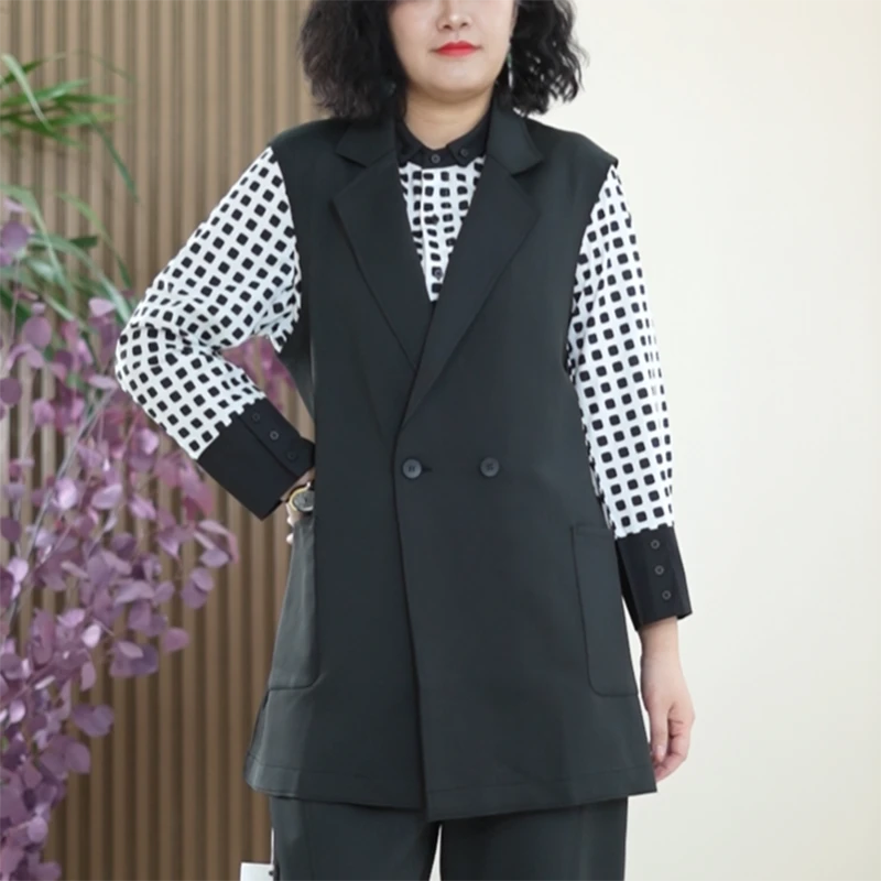极简立体剪裁马甲女大码弹力柔软舒适百搭休闲时尚西服背心外搭潮