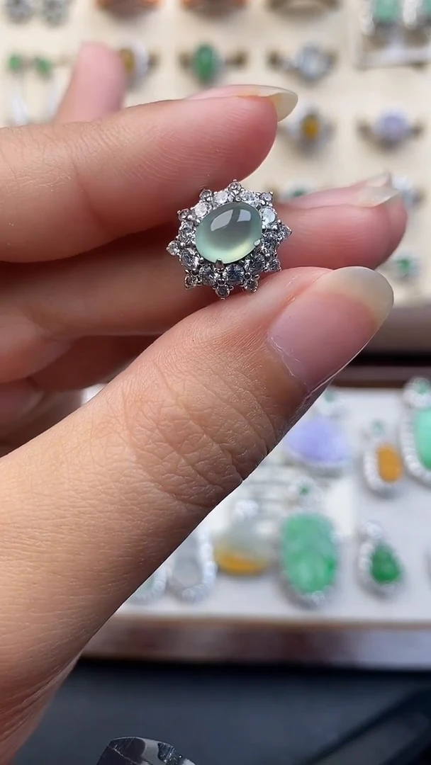 银S925镶嵌定制翡翠579959