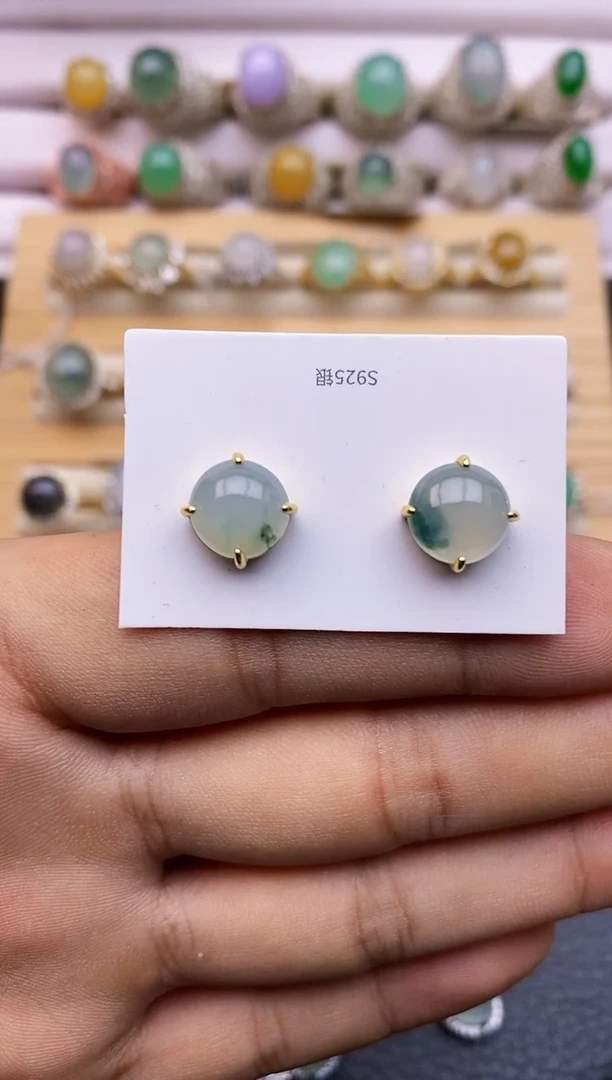 【闪购商品】翡翠耳饰银S925镶嵌2566