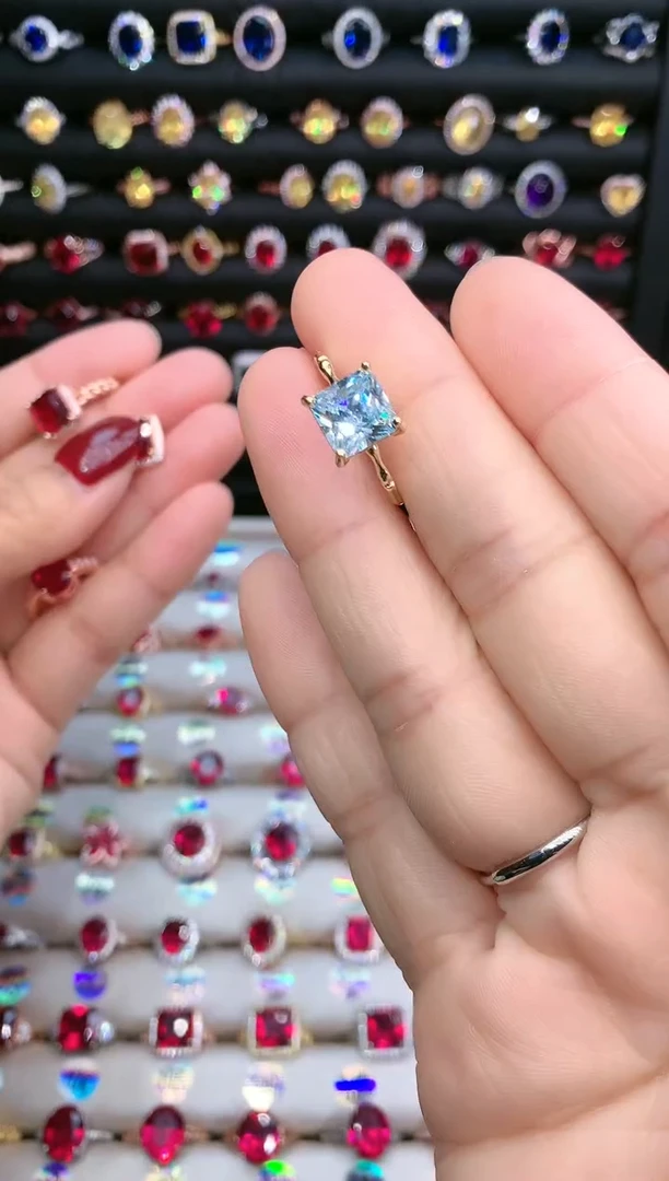 【闪购商品】蓝宝石戒指银S925镶嵌金色8