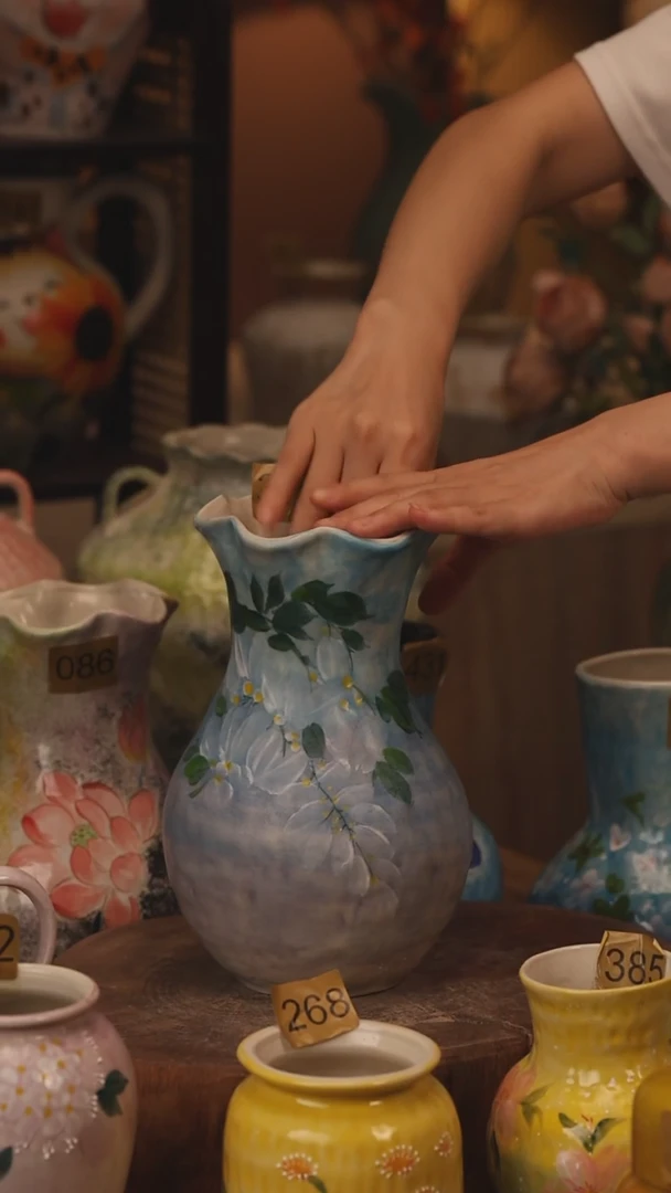 陶瓷377景德镇设计师手作花器摆件侘寂风