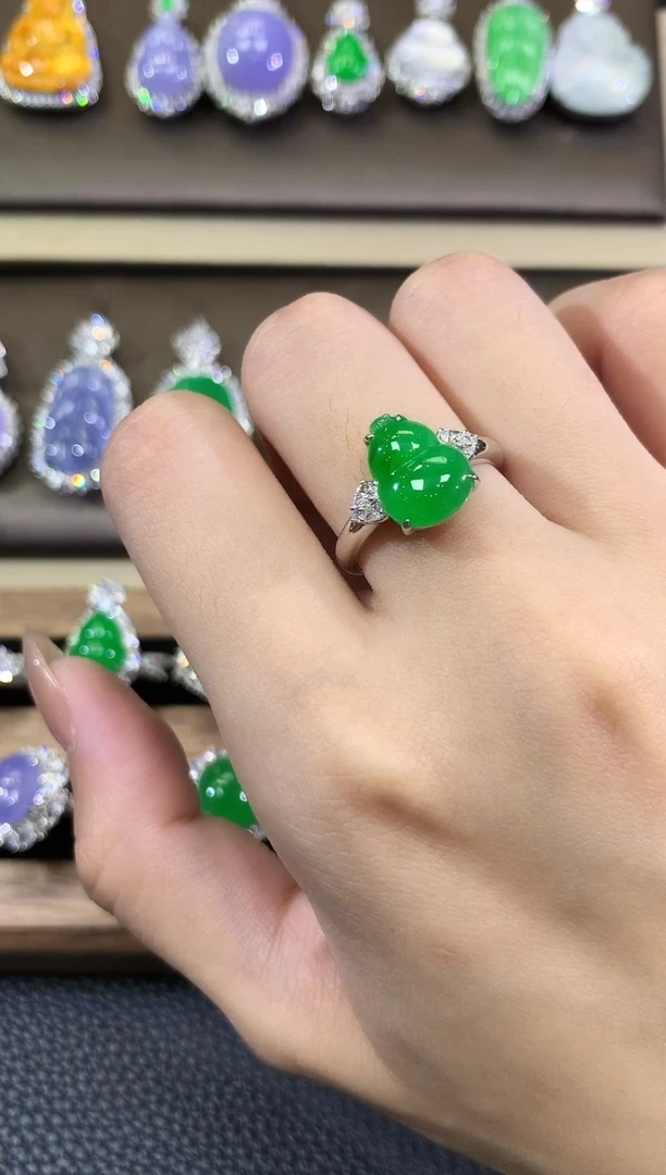 翡翠戒指18K金镶嵌夏日珠宝A38