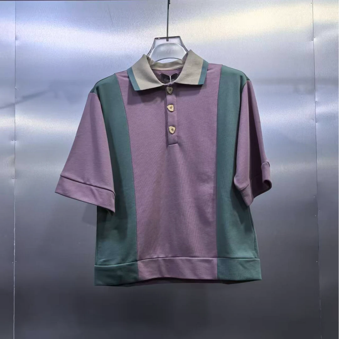 D02-101842-UMA夏季撞色拼接POLO领设计半袖