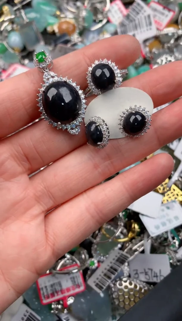 银S925镶嵌戒指翡翠888---10