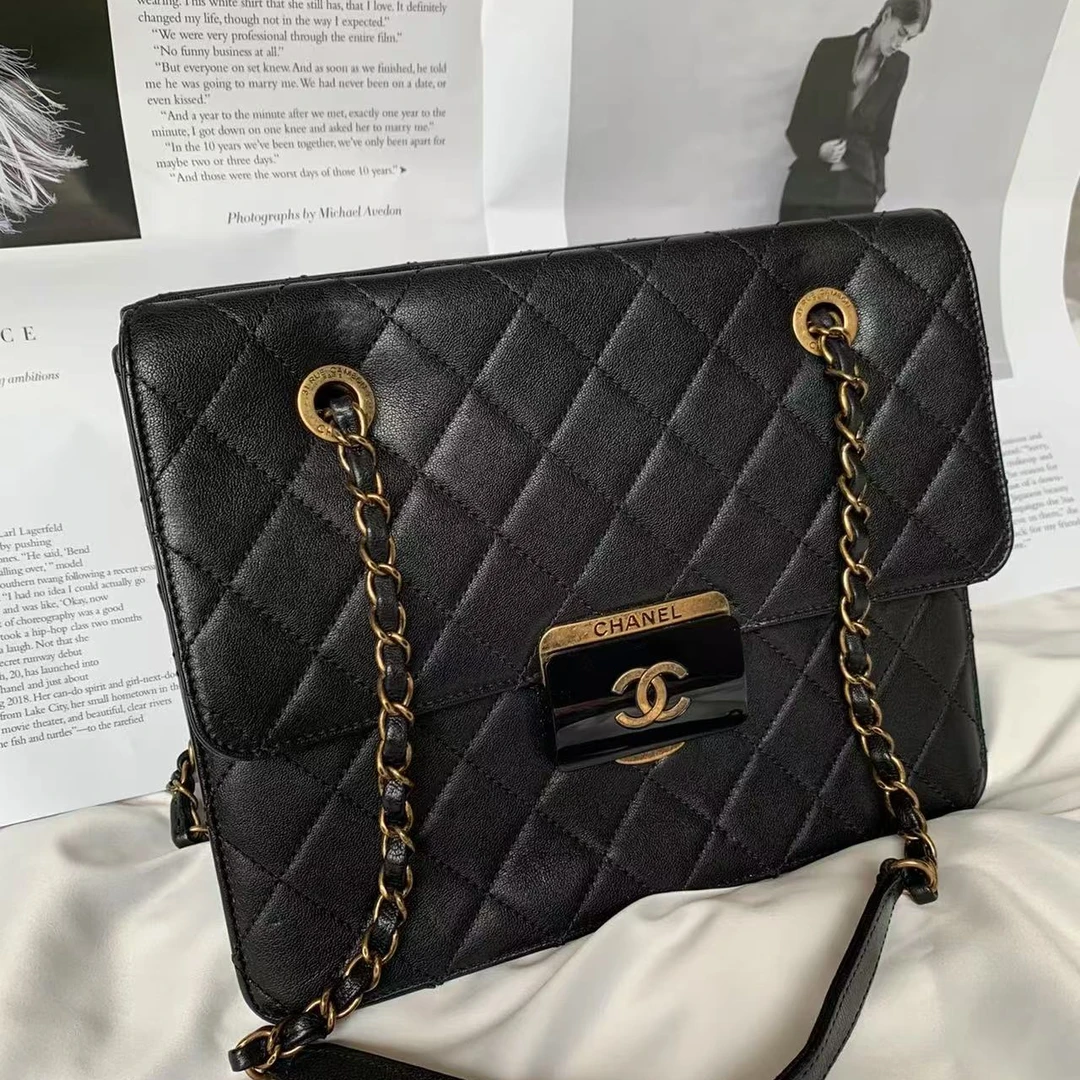 99新 Chanel/香奈儿 【杨贵妃专属】中号黑金经典珐琅限定托特包