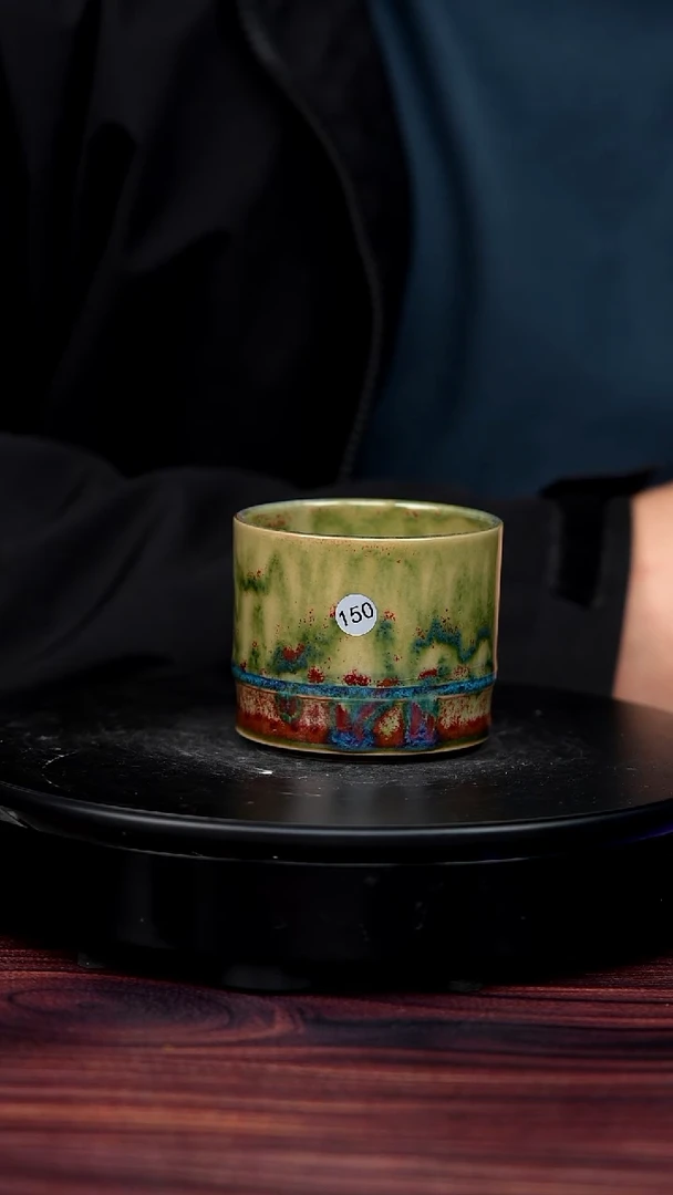 150#李盼龙一级品原矿钧瓷竹节杯